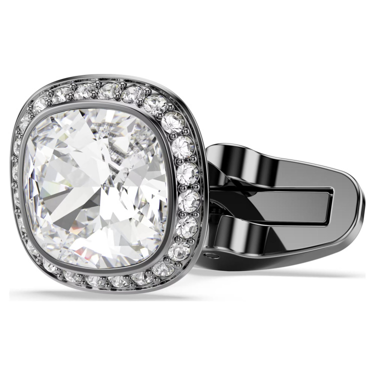 Una Angelic cufflinks Cushion cut, White, Ruthenium plated